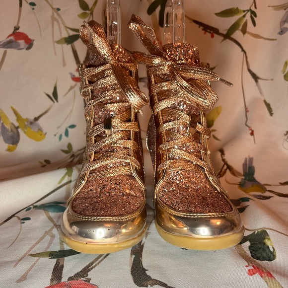 Rose gold glitter high-heel sneaker (like new) - Picture 6 of 11